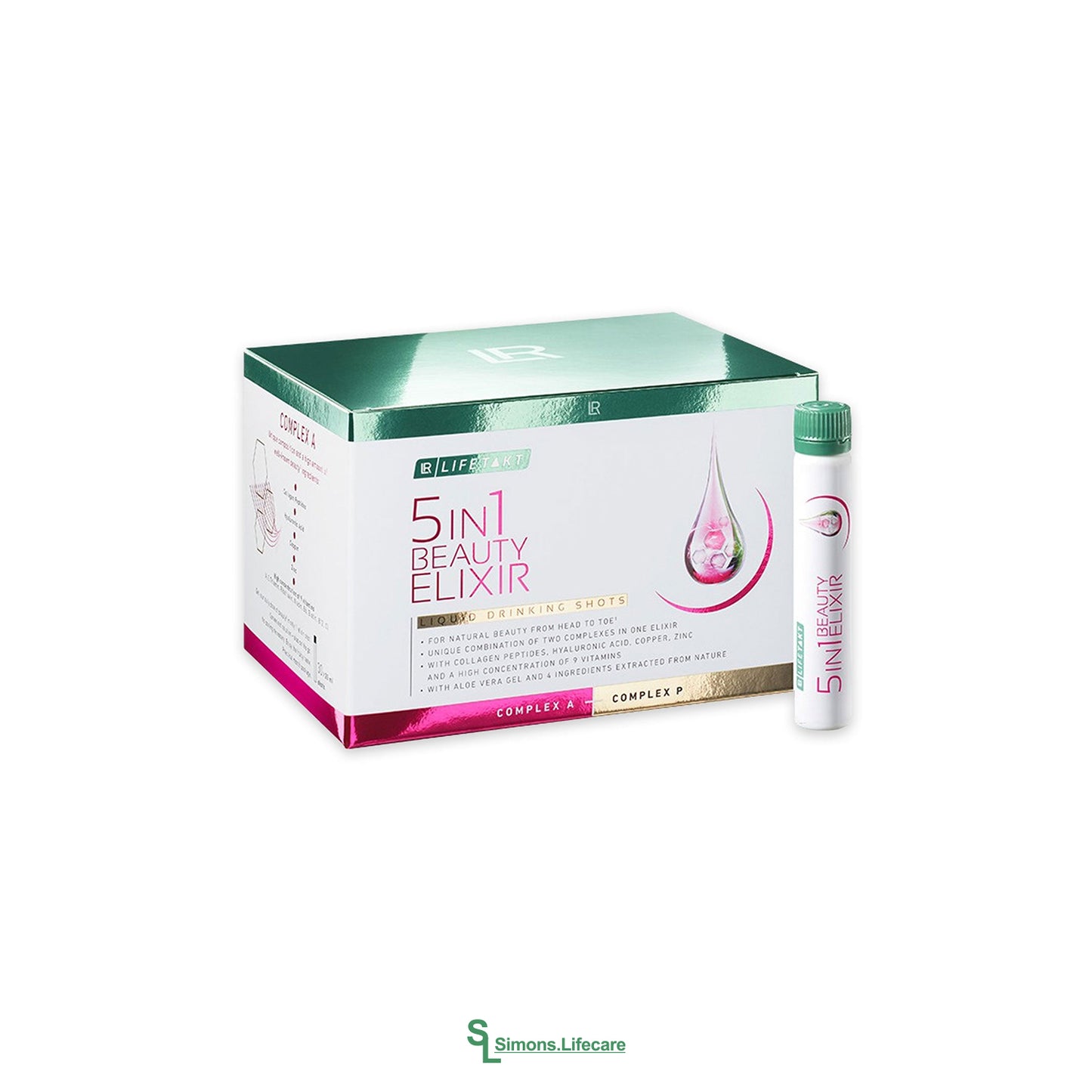Das revolutionäre LR LIFETAKT 5in1 Beauty Elixir erfüllt alle 5 Beauty-Wünsche auf einmal! Mit nur einem Shot täglich aktiviert ein einzigartiger Doppel-Komplex tiefenwirksam die Beauty-Prozesse im Körper und schützt präventiv vor den Hauptursachen der Alterung – für jugendliche Schönheit von Kopf bis Fuß in jedem Alter. Jetzt bei Simons.Lifecare mit schneller Lieferung!