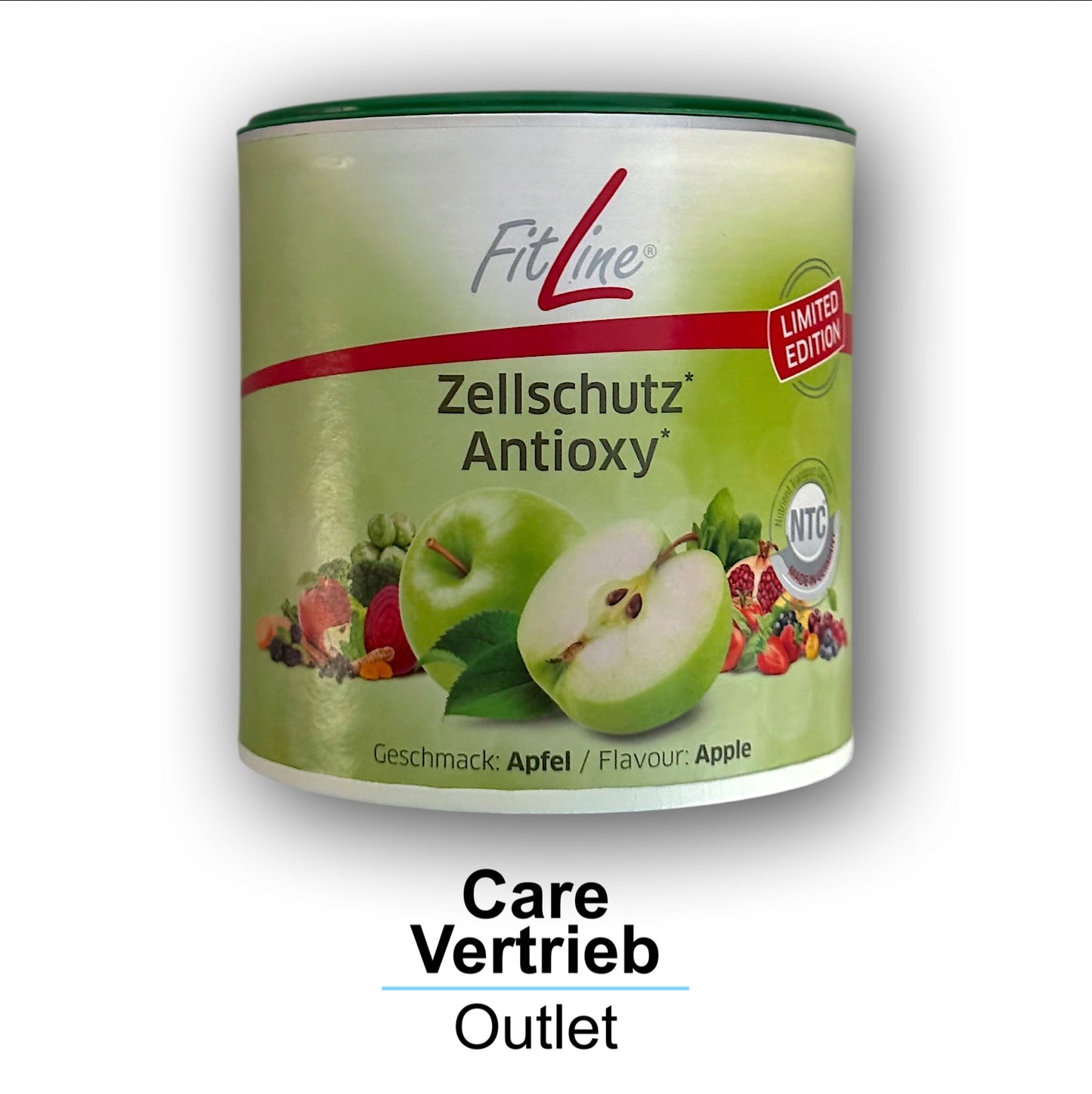 Unterstützung für dein Immunsystem. Mit Vitaminen, Mineralstoffen und Pflanzenextrakten - das FitLine LIMITED Zellschutz Antioxy Apfel, 450g Dose = 60 Portionen je 7,5g. Jetzt beim Care Vertrieb - Outlet zum SONDERPREIS!