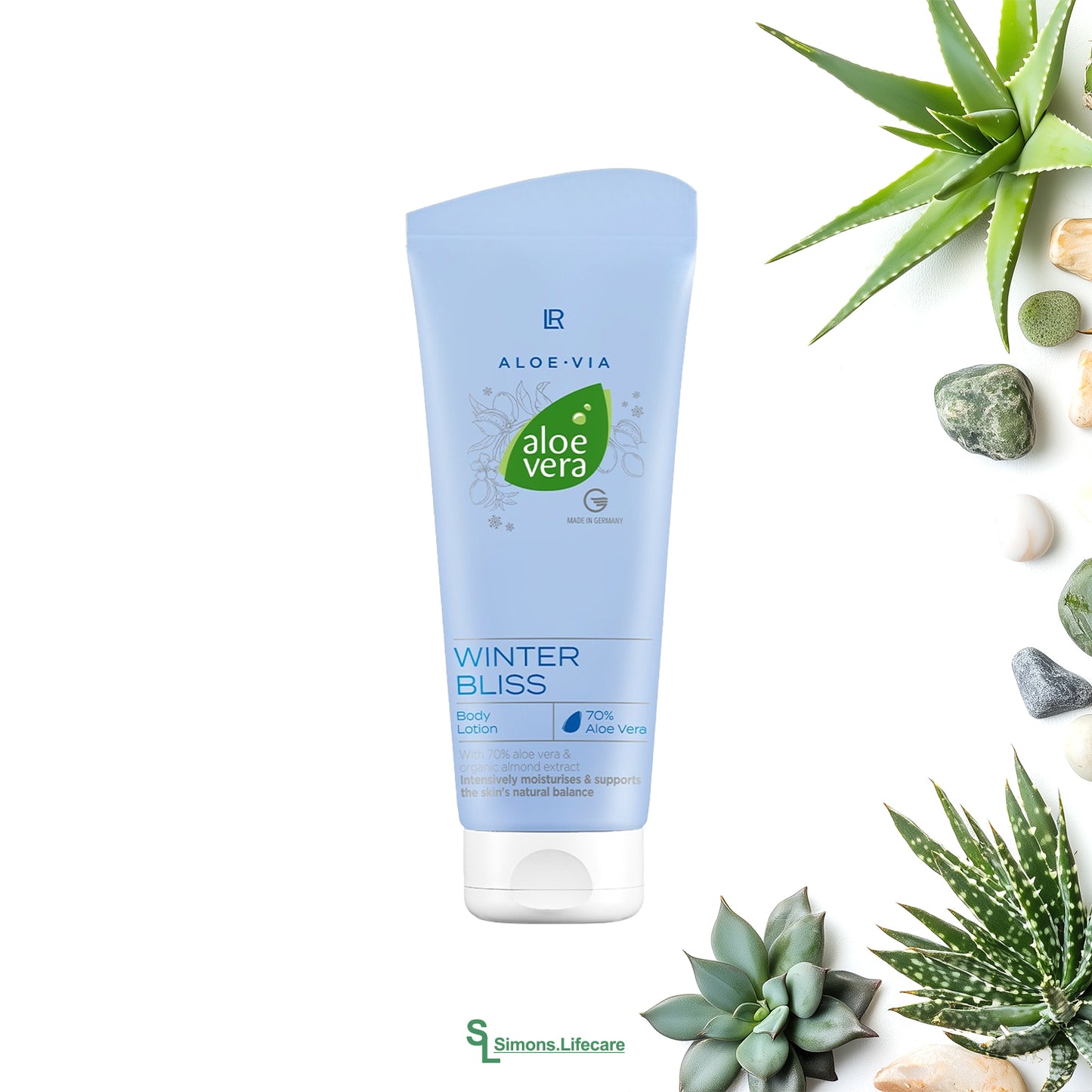 Perfekter Schutz für die kalten Monate – dank der LR Aloe Vera Winter Bliss Body Lotion Körperlotion limitierte Edition, 200ml. Jetzt bei Simons.Lifecare mit schneller Lieferung!