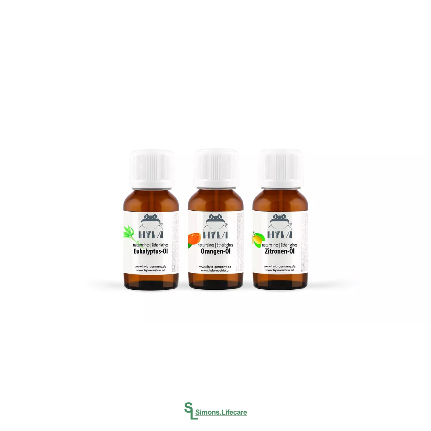 Aromatische Frische für dein Zuhause - mit dem gemischten 3er-Pack für dein HYLA Luft- und Raumreinigungssystem. Dieses Set enthält jeweils eine 30ml Flasche Eukalyptusöl, Orangenöl und Zitronenöl.
