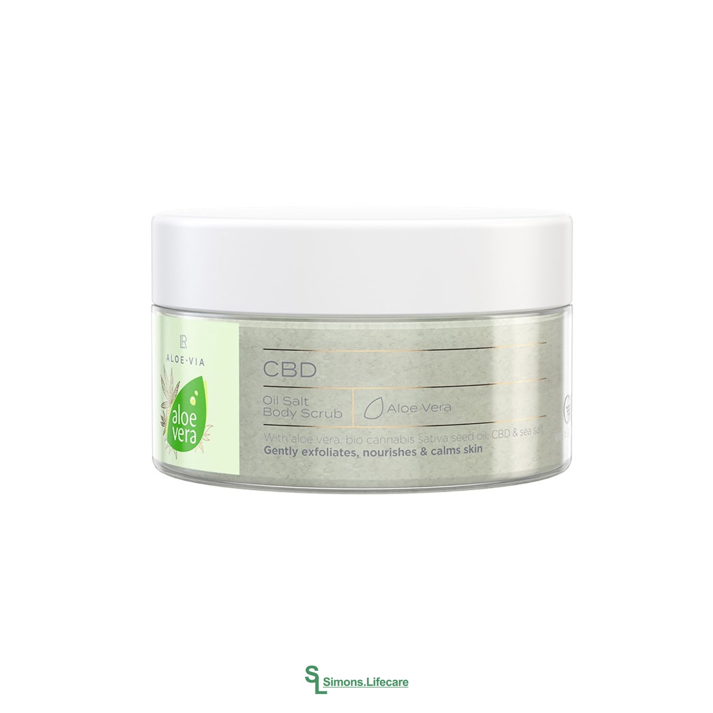 Wohltuende pflege für deine Haut – dank dem LR Aloe Vera CBD Oil Salt Body Scrub Körperpeeling mit Meersalz. Jetzt bei Simons.Lifecare mit schneller Lieferung! 
