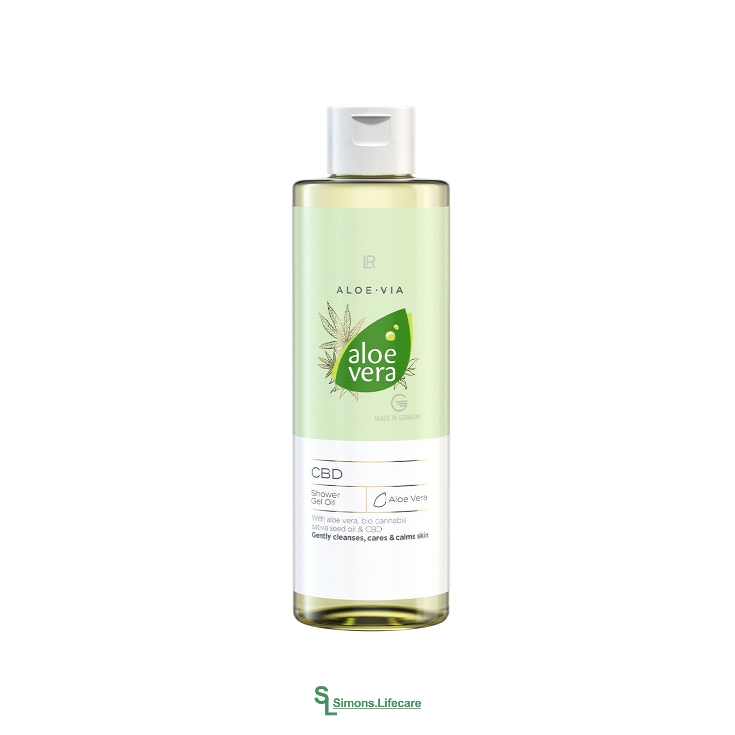 Entspannende Reinigung und wohltuende Pflege! – mit dem LR Aloe Vera CBD Shower Gel Oil Duschgel-Öl mit Cannabis. Jetzt bei Simons.Lifecare mit schneller Lieferung! 
