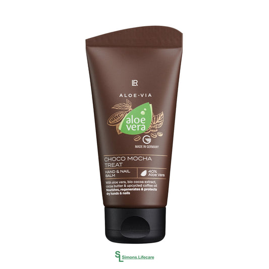 Wie vom Chocolatier... Zart schmelzende Schokolade trifft auf aromatisches Kaffeeöl in einer Melange, die die Sinne betört - das LR Aloe Vera CHOCO MOCHA TREAT Hand &amp; Nail Balm Hand- und Nagelbalsam.