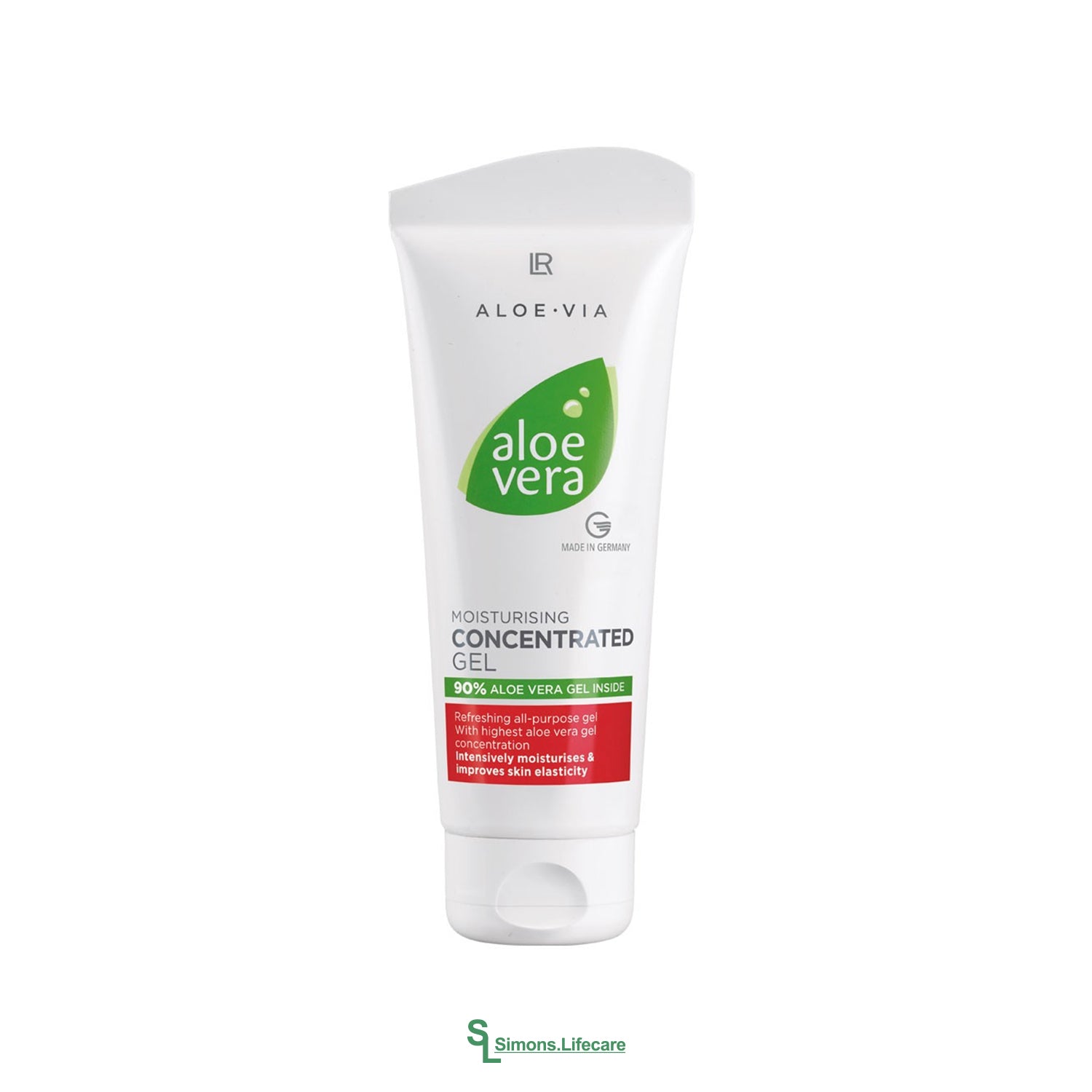 Das LR Aloe Vera Concentrated Gel Feuchtigkeitsspendende Gelkonzentrat mit 90% reinem Aloe Vera Blattgel kühlt und versorgt die Haut mit wohltuender Feuchtigkeit.Jetzt bei Simons.Lifecare mit schneller Lieferung! 
