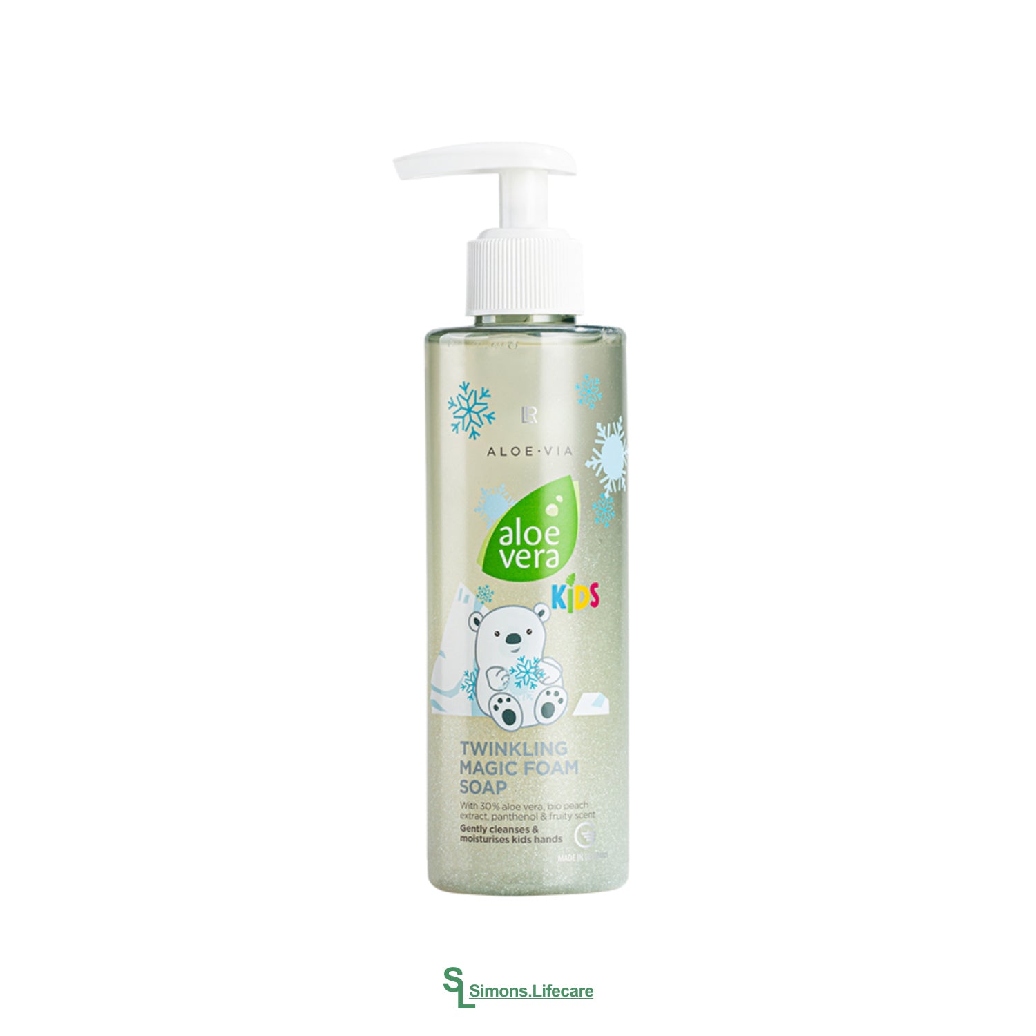 Kinder lieben sie - die LR Aloe Vera KIDS Twinkling Magic Foam Soap Magisch Glitzernde Schaumseife für Kinder im praktischen Pumpspender.Jetzt bei Simons.Lifecare mit schneller Lieferung! 
