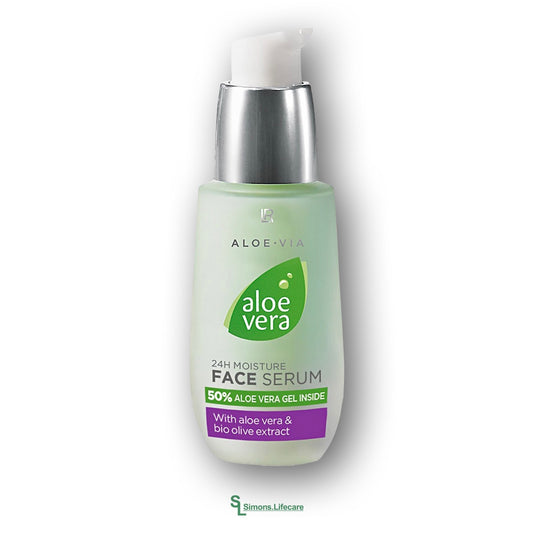 Das Feuchtigkeits-Serum für frische Ausstrahlung und mehr Hautelastizität. Sichtbar frische Haut - mit dem LR Aloe Vera LIMITED 24h Moisture Face Serum 24-Stunden Feuchtigkeits-Gesichtsserum, 30ml. Jetzt bei Simons.Lifecare zum SONDERPREIS!