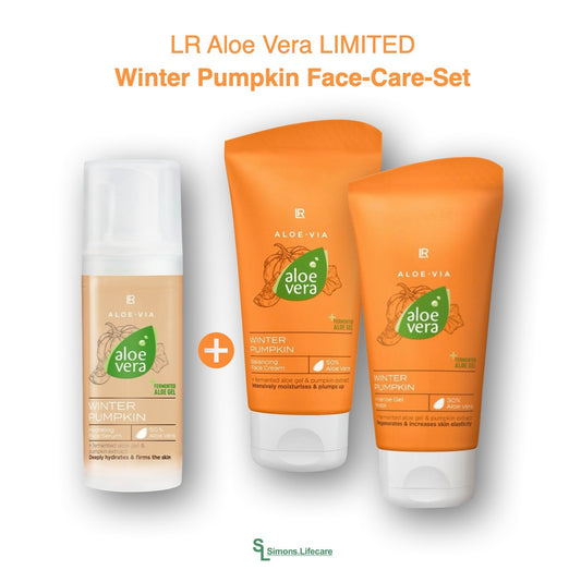 LR Aloe Vera LIMITED Winter Pumpkin Face Care Set - Face Serum, 30ml + Face Cream, 75ml + Gel Mask, 75ml. Jetzt bei Simons.Lifecare zum SONDERPREIS!