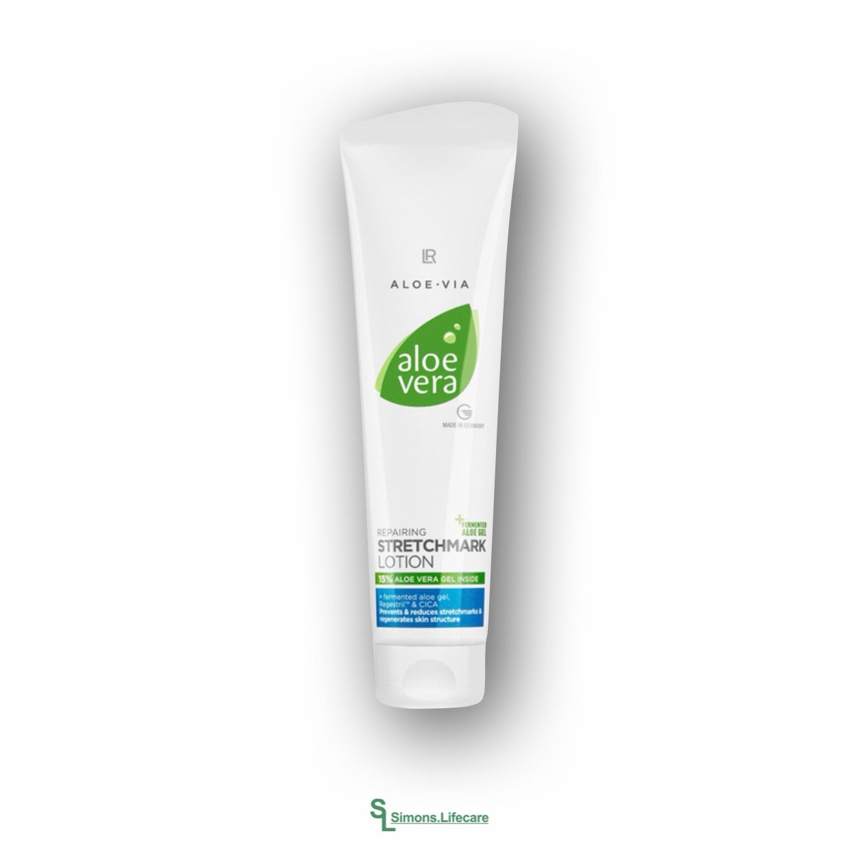 Mehr Elastizität, mehr Geschmeidigkeit, mehr Wohlgefühl. Sichtbar gepflegte Haut bei Dehnungsstreifen - mit der LR Aloe Vera Repairing Stretchmark Lotion Dehnungsstreifen-Pflege in der 150ml-Tube! Jetzt bei Simons.Lifecare mit schneller Lieferung zum SONDERPREIS!