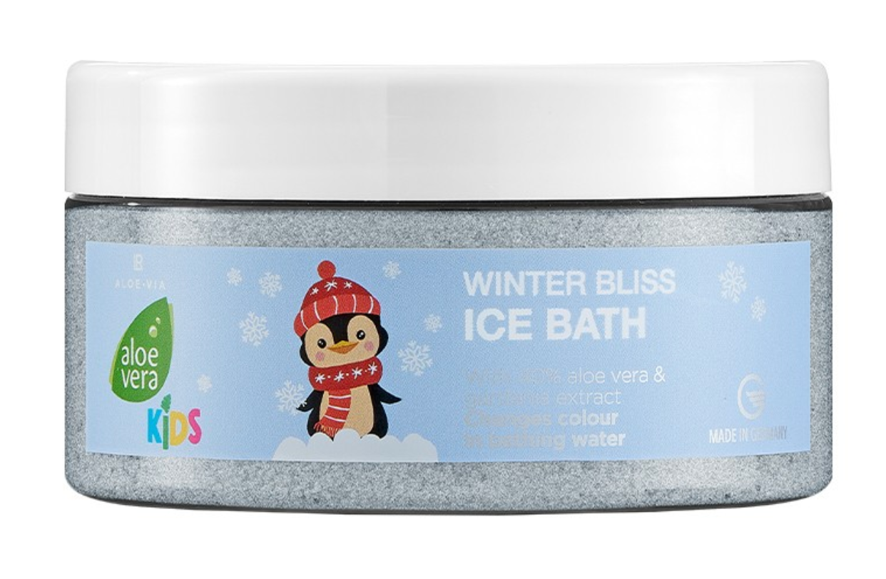 Badespaß für jedes Kind – dank dem LR Aloe Vera Winter Bliss Ice Bath Badesalz für Kinder limitierte Edition, 250g.