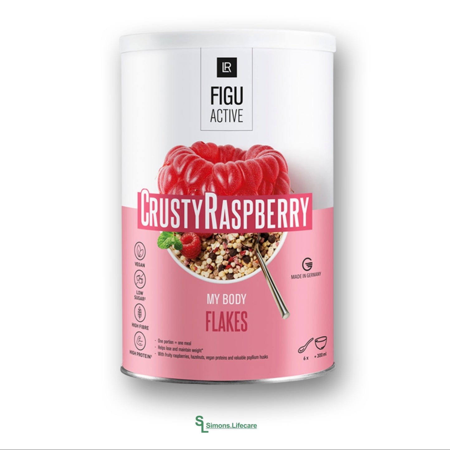 Leckere Himbeere mit einem Hauch von Schokolade und Knusper Flakes - das LR FIGUACTIVE Crusty Raspberry Flakes mit Himbeer-Geschmack! Jetzt bei Simons.Lifecare mit schneller Lieferung!
