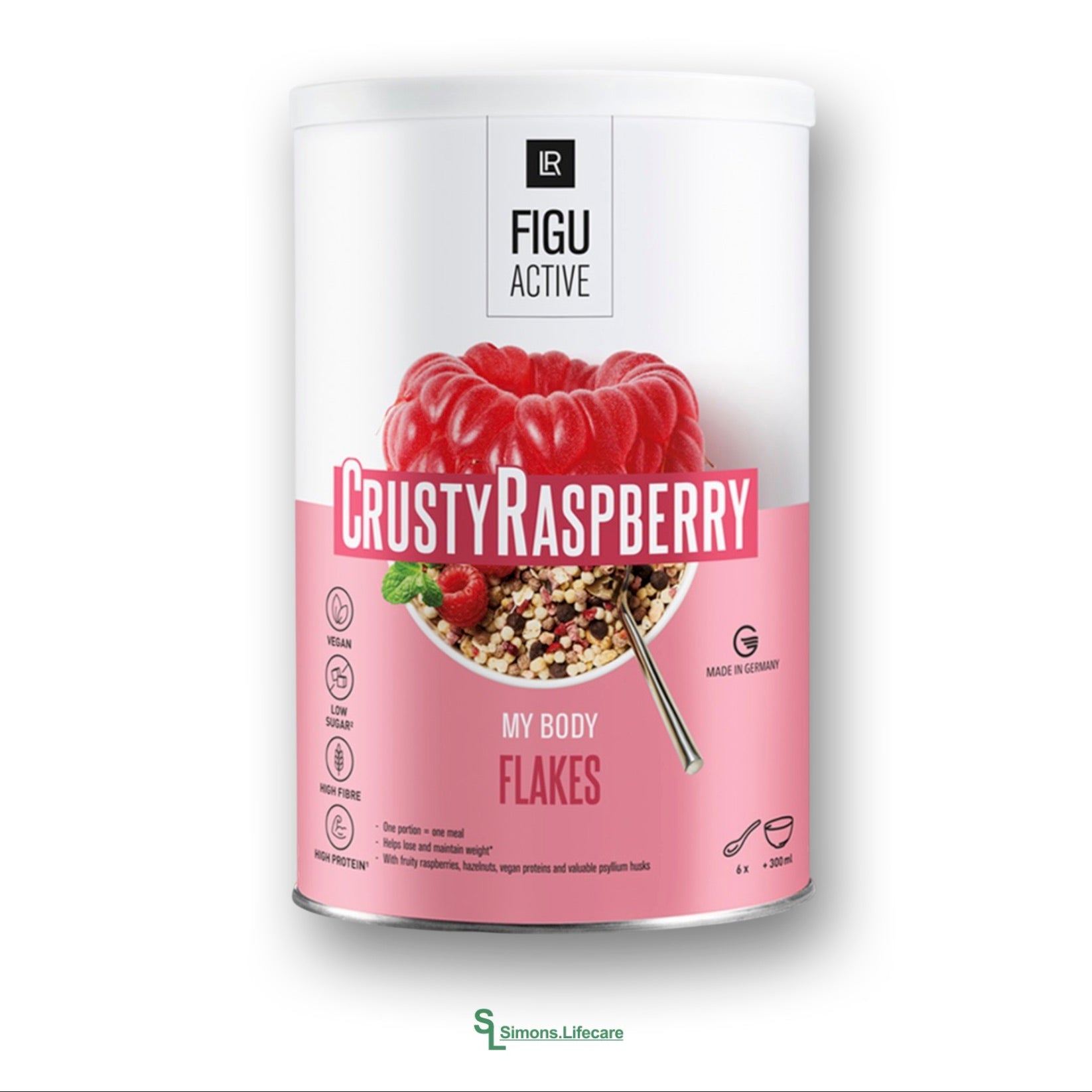 Leckere Himbeere mit einem Hauch von Schokolade und Knusper Flakes - das LR FIGUACTIVE Crusty Raspberry Flakes mit Himbeer-Geschmack! Jetzt bei Simons.Lifecare mit schneller Lieferung!