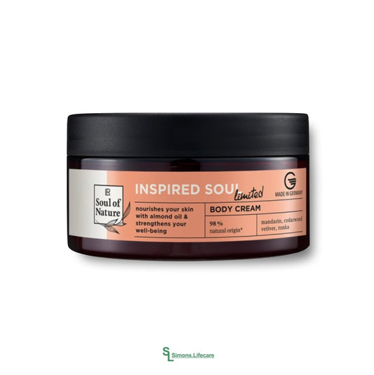 Luxuriöse Pflege für samtweiche Haut und entspannte Sinne. Intensive Feuchtigkeit trifft auf die Kraft natürlicher ätherischer Öle - mit der LR LIMITED Soul of Nature Inspired Soul Body Cream Körpercreme, 200ml. Jetzt bei Simons.Lifecare zum SONDERPREIS!