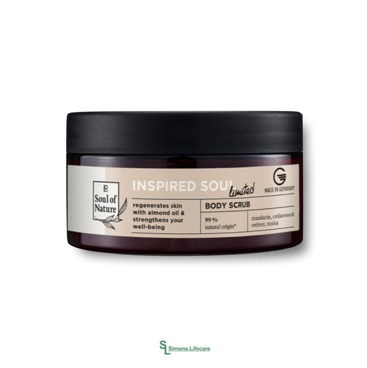 Dein Wellness-Ritual für Zuhause. Glatte Haut und entspannender Duft. Peeling, Pflege und Wohlfühlmoment in einem Schritt - mit dem LR LIMITED Soul of Nature Inspired Soul Body Scrub Körperpeeling, 300ml. Jetzt bei Simons.Lifecare zum SONDERPREIS!