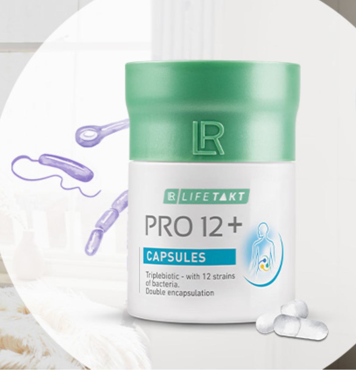 LR Pro 12+ Kapseln – die nächste Generation von Bakterienpräparaten mit dem neuen TRIPLEBIOTIC-Komplex.